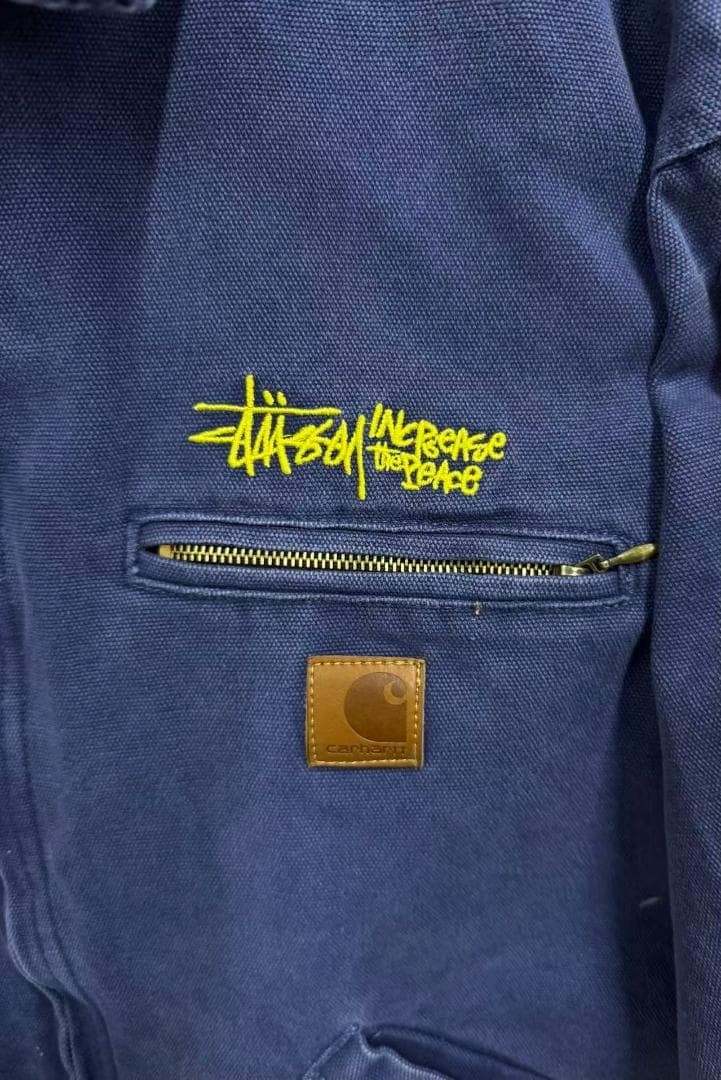 Carhartt Stussy Navy Denim Jacket | eBay