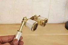 Antique Opera Glasses Brass Binoculars Mother of Pearl Handle French Style