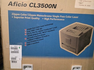New! Ricoh Aficio Cl3500N Color Laser Printer Brand New w/ Toner Incl Free Ship