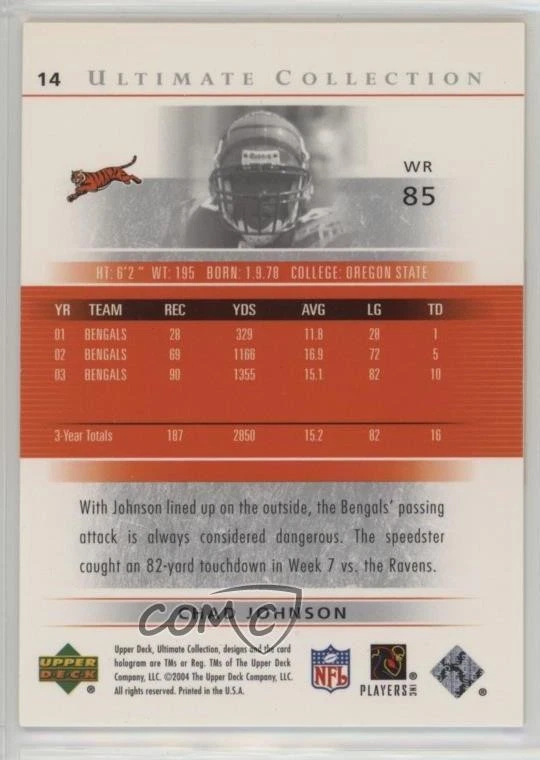 2004 Upper Deck Ultimate Collection /750 Chad Johnson #14 - Image 2 of 2