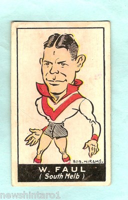 1933/34  SOUTH MELBOURNE  VICTORIAN LEAGUE PLAYERS CARD  #30  W.  FAUL
