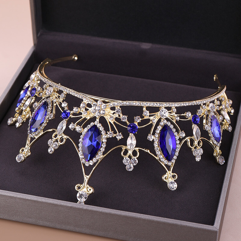 tiaraです 7.5cm Tall Blue Crystal Wedding Queen Princess Prom Tiara