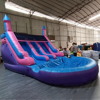 Commercial Inflatable Bounce House Double Water Slides Combo Pool & 1.5HP Blower