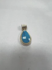 Southwestern SS Inlaid Blue Howlite Teardrop Slide Pendant [044DuW]