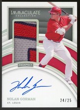 2022 Panini Immaculate Nolan Gorman Holo Silver Prospect Patch Auto 24/25