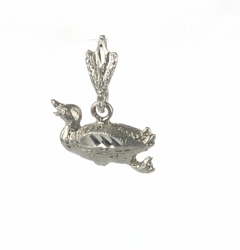 925 Solid Sterling Silver Duck Pendant, Quacking Mallard - Picture 1 of 4