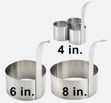 Carnival King Funnel Cake Fryer Stainless Steel Mold Rings Kit Set 4'' 6'' 8''