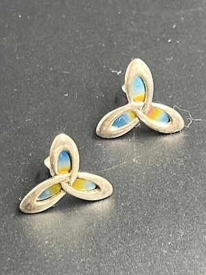 Silver Stud Earrings Celtic Trinity Knot Vintage