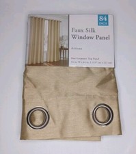 Tan Faux Silk Window Curtain Panel Grommet Top 54" x 84" New