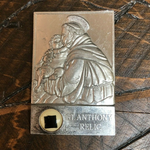 Saint St Anthony Relic Silver Tone Metal Catholic eBay