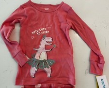 Carters Pajama Set 2t Long Sleeve Coral Pink Polka Dinosaur Ballerina BNWTS