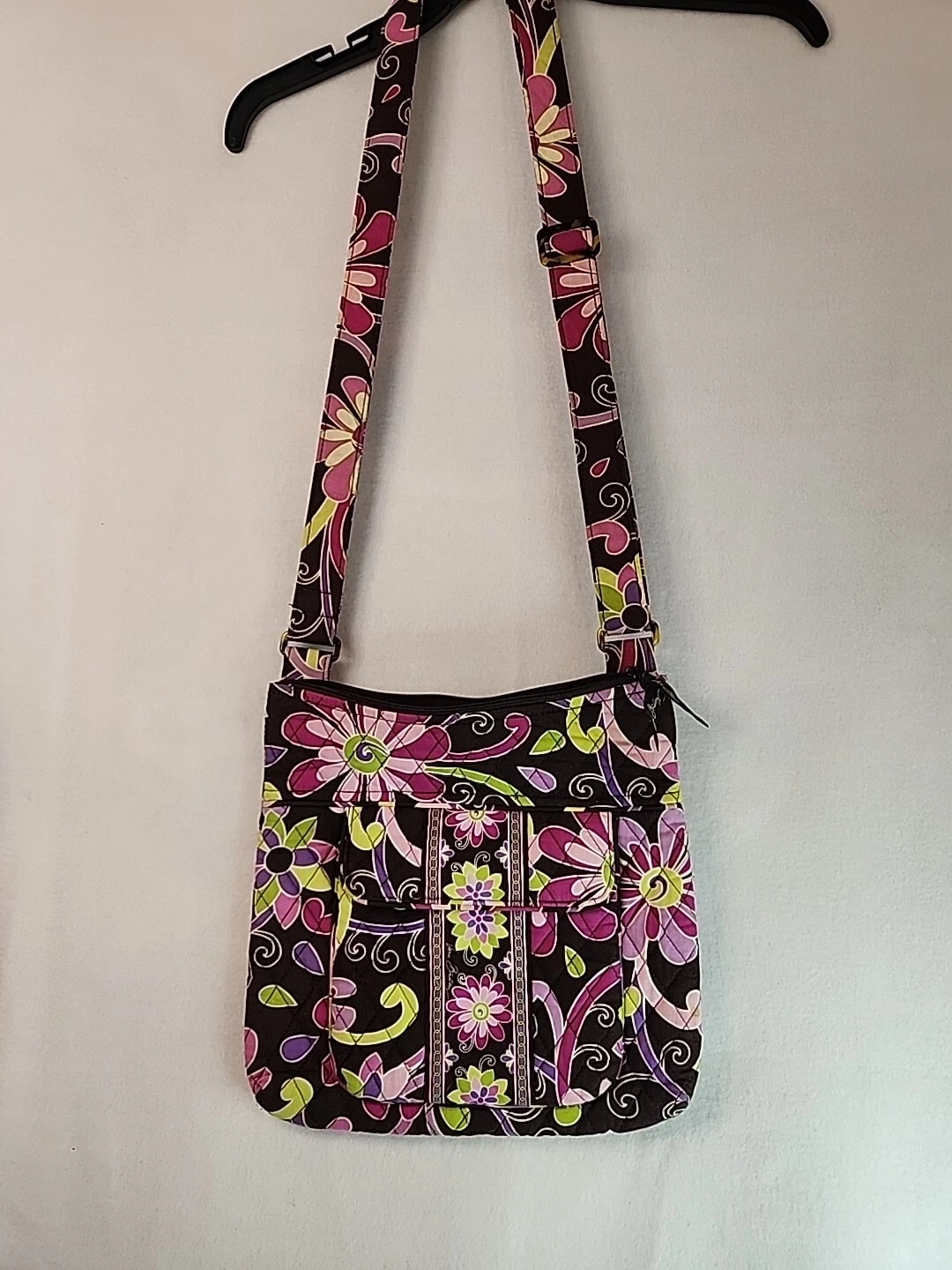 Borsa a tracolla Vera Bradley modello rosa fiore marrone ottime condizioni 724A109