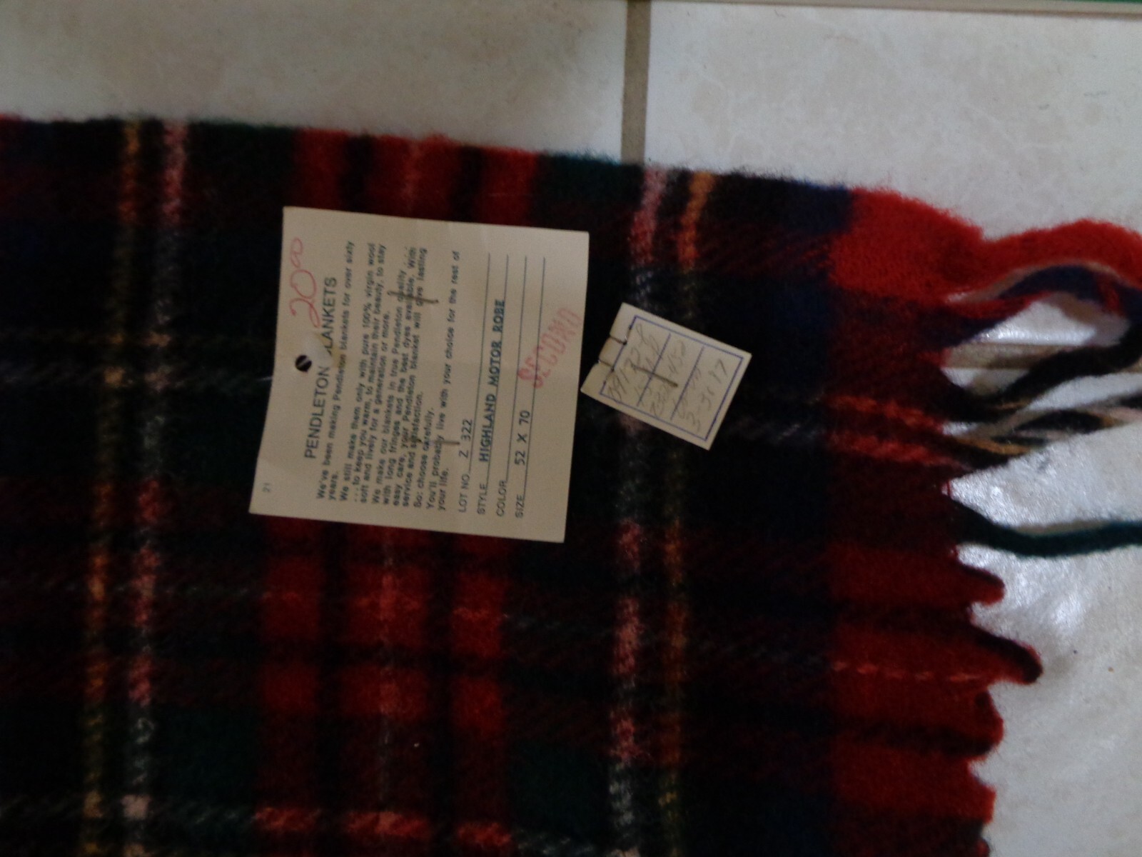 Pendleton Highland Motor Robe Tartan Plaid Wool Stadium Blanket 52x70 Second