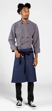 Uncommon Threads Denim Restaurant Bistro Apron 3-Section pockets Black Ties OSFM