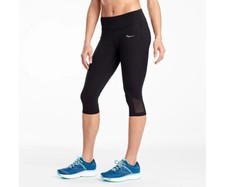 Leggings Saucony Running Fortify Capri para mujer tiro medio negros talla XS ENVÍO GRATUITO