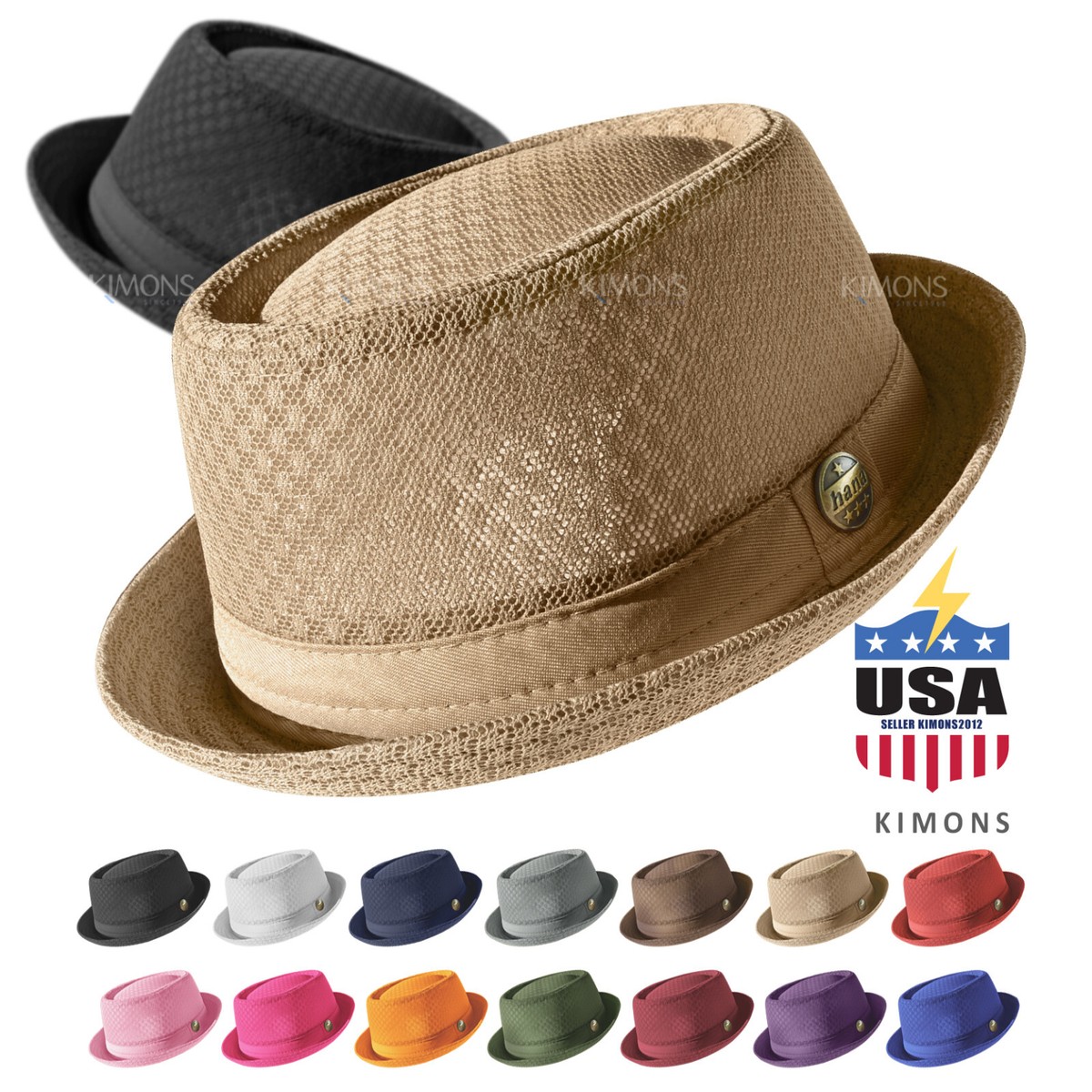 Light Weight Mesh Fedora hat Porkpie Summer Classic Trilby Cuban Beach Sun  Cap