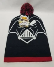 Star Wars Darth Vader Pom Cuffed Knit Beanie Hat Cap Black Red Bioworld Disney