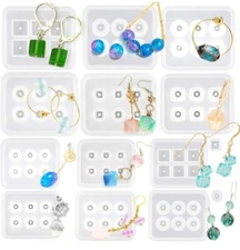 Beads Resin Molds with Hole for Gemstone Cabochon Jewelry Casting 14-Count