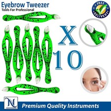 Bulk Pack 10 Eyebrow Tweezers   Professional Slant Tip Stainless Steel