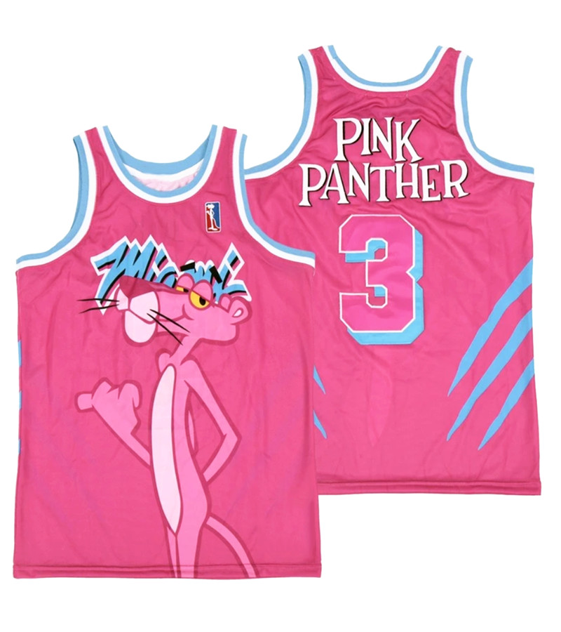 Camiseta deportiva de baloncesto Pink Panther #3 juvenil/hombre cosida rosa negra blanca personalizada S-4XL