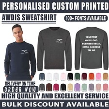 Personalised Printed AWDis Varsity Sweatshirt Casual Workwear Jumper JH030