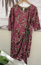 M A DAINTY Printed Risen Velvet Tie Waist Tunic Dress Size 8 BNWT