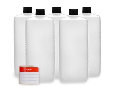 5x Leere Plastikflaschen 1 Liter HDPE Kunststoffflaschen 1000 ml Leerflaschen