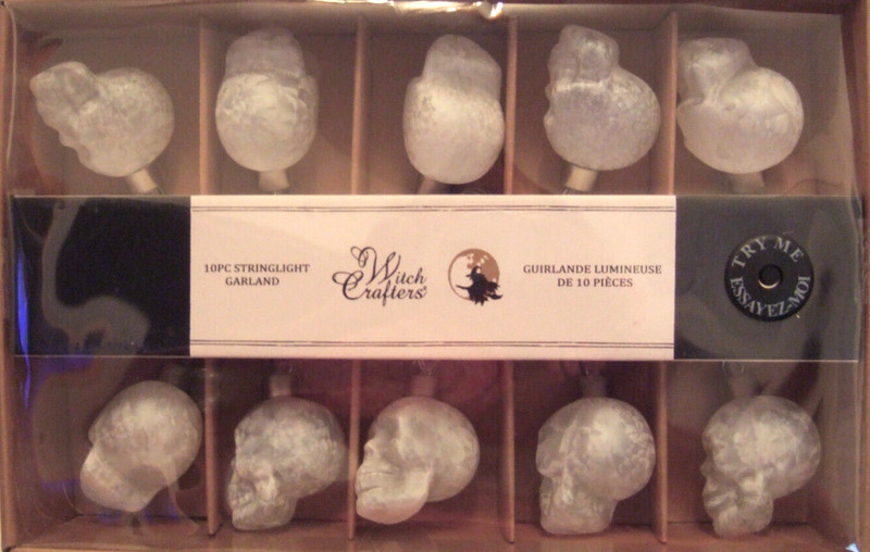 NIB Witch Crafters 10pc Stringlight White Skeleton Garland Light Up
