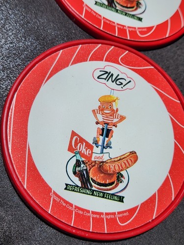 Vintage Coca Cola Deco Plastic Coasters Summertime Memories 4 in. Set 4 Opened - Picture 6 of 10