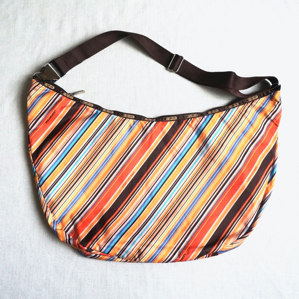 LeSportSac Crossbody Shoulder Large Hobo Tote Bag Diagonal Stripes eBay