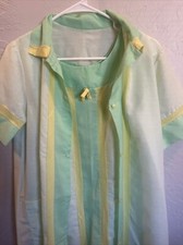 Vintage 70 Robe House Dress Pajama Set Medium Green Nightgown Patio Small Medium