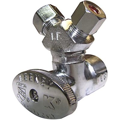 Plumb Pak PP2902VLF 3-Way Stop Valve, 1/2 X 3/8 X 1/4 in, Fip X Compression,