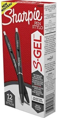 Sharpie S-Gel, Gel Pens, Bold Point (1.0mm), Black Ink Gel Pen, 12 Count