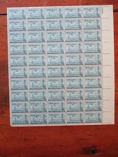 Sheet C36 US 25 cent Air Mail stamps Mint Oakland Bay Bridge, blue