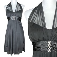 Vintage Y2K Black Halter Cocktail Hoco Dress. Whimsigoth Fairy Sparkle. Small.