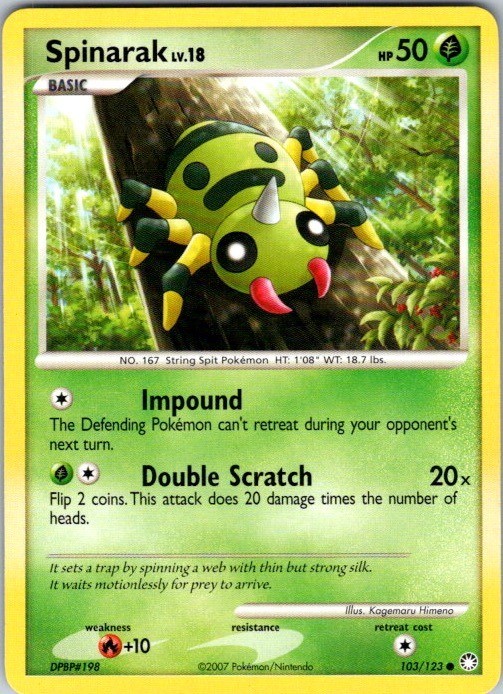 Spinarak 103/123 Common Mysterious Treasures Pokemon Moderately Played