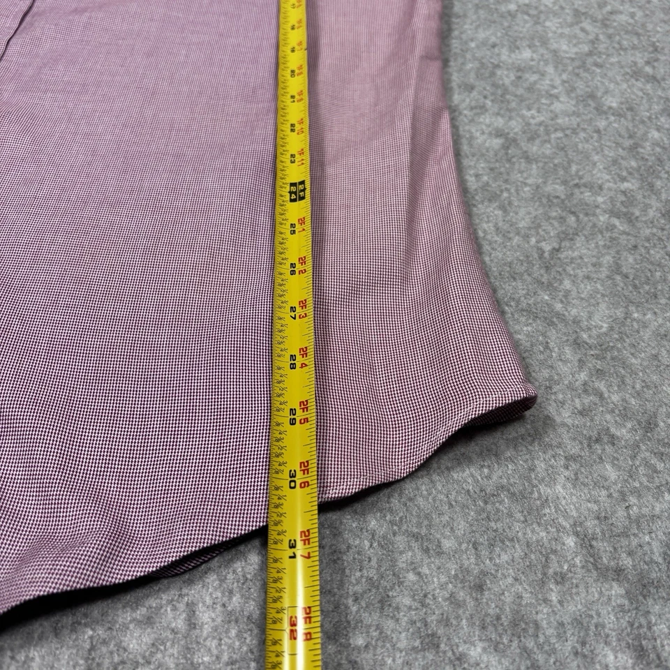 Camisa de Vestir T.M.Lewin 17 36 Roja Micro Cuadros Calce Ajustado Dos Pliegues Algodón Barril Puño Foto 4 de 4