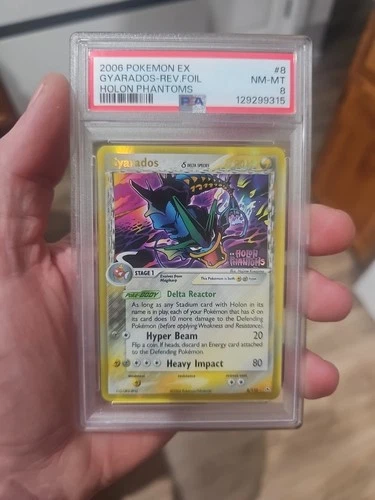 2006 POKEMON EX HOLON PHANTOMS #8 GYARADOS-REVERSE FOIL PSA 8 🔥