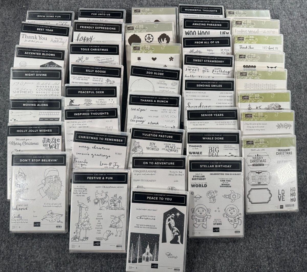 Stampin’ Up Stamp Sets Die Sets Birthday Holiday Floral Halloween Phrases