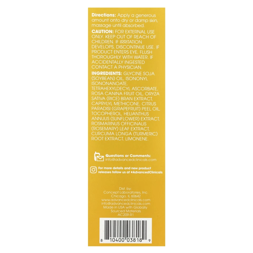 Vitamin C, Brightening Body Oil, 3.8 fl oz (112 ml) - Image 3 of 3