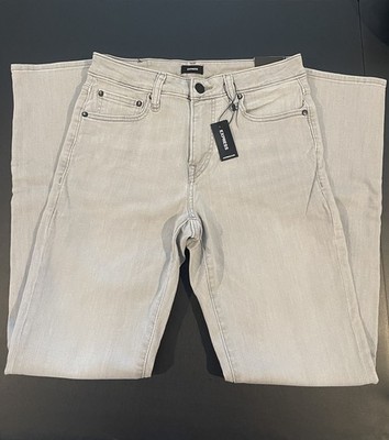 Express Jeans Slim Straight Men 29x32 Light Wash Gray Stretch Premium Denim NWOT