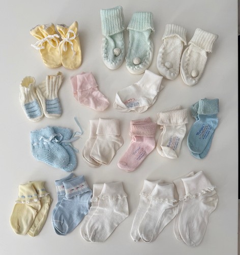 Vintage Estate Baby Cuff Socks + Booties : LOT of 17 Pairs