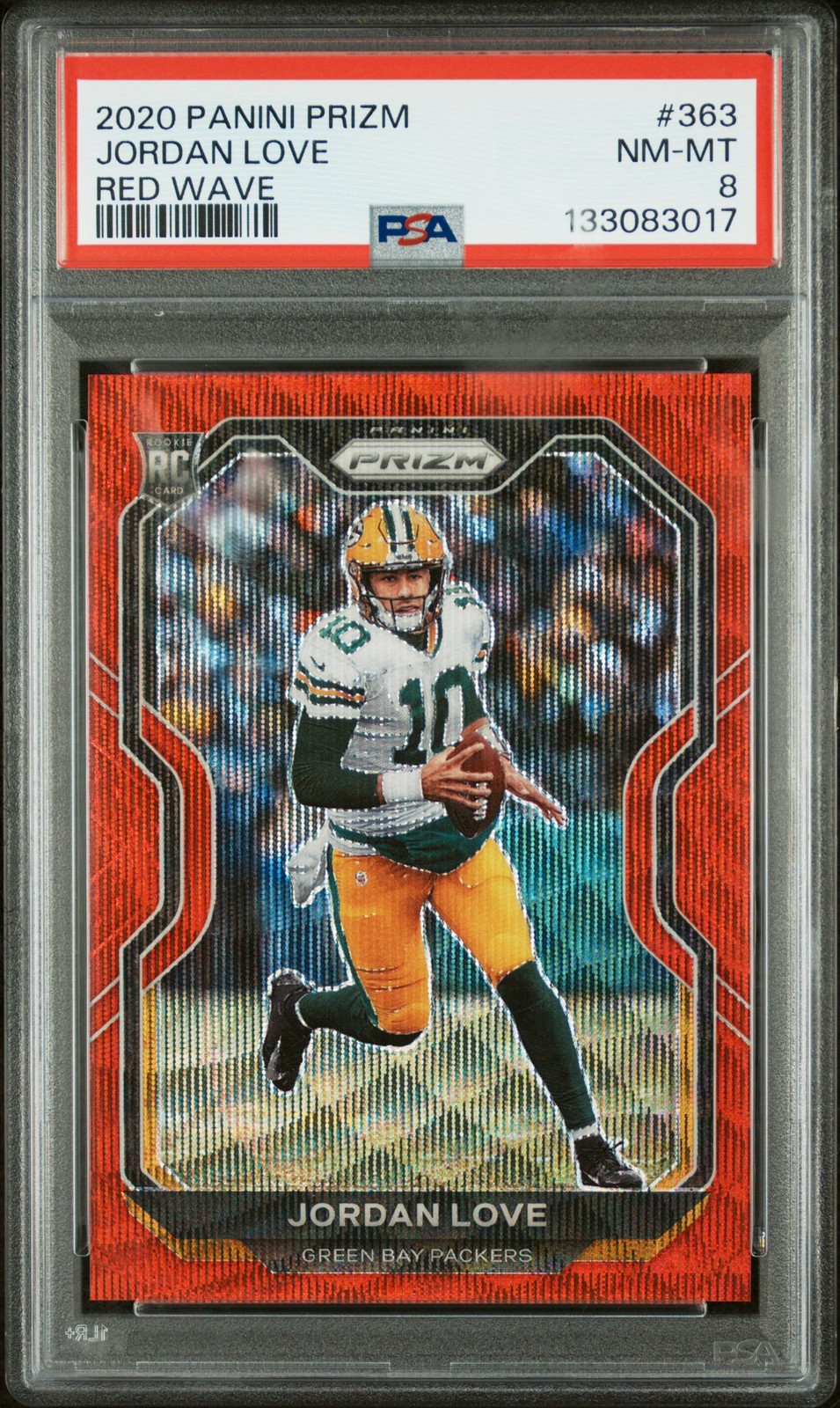 2020 PANINI PRIZM RED WAVE #363 JORDAN LOVE 61/149 PSA 8