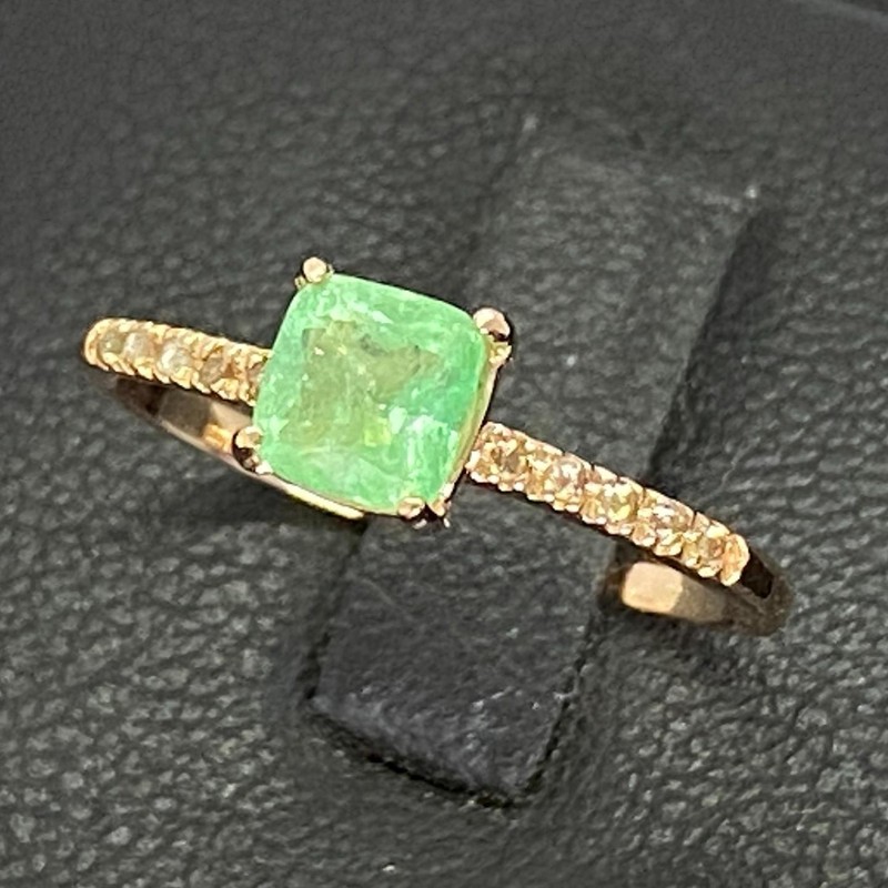 $1,900 Solid 14K Rose Gold 1.00ctw Colombian Emerald & Diamond Ring Size 7