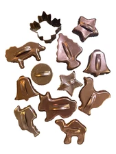 VTG Aluminum Christmas Cookie Cutters Mirro Lot 1 Copper color Tree Turkey Camel