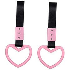 BBTO 2 Pieces Heart shaped Car Handle Straps Drift Charm Rear Bumper Light Pink