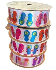 4 Rolls OFFRAY Satin RIBBON 7/8”x 9 Feet FLIP FLOP NEW MADE IN USA