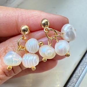 Authentic White Natural Freshwater Pearl Earrings Bridal 14K Gold Plated Stud Jewelry Drop