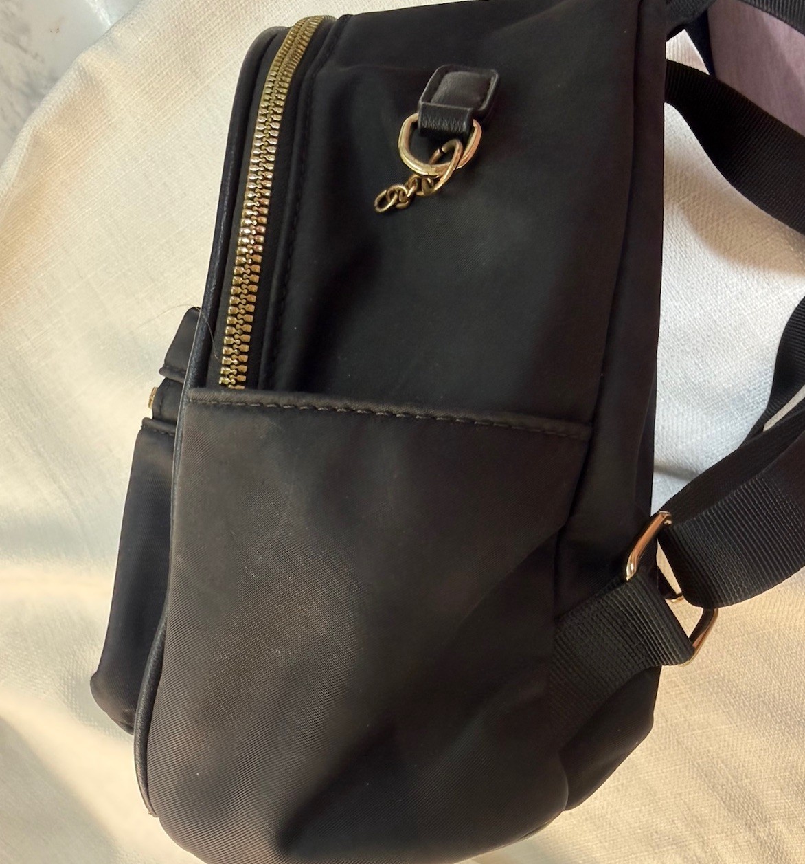 Black Mini Backpack Adjustable Straps Zip Pockets… - image 12