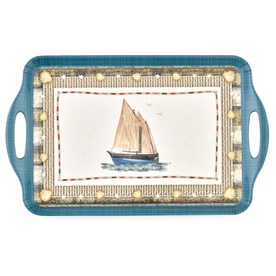 Pimpernel Handled Tray Large (19.25'' x 11.5'') Coastal Breeze Collection